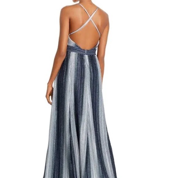 NWT Aqua Striped Lurex Gown in Black/Silver - Picture 5 of 5